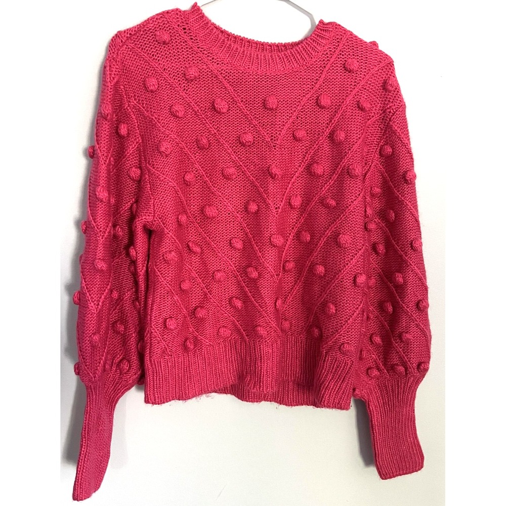 Sugar Lips Sweater Women S Raspberry Bobble Popcorn Knit Pullover Acrylic Chunky